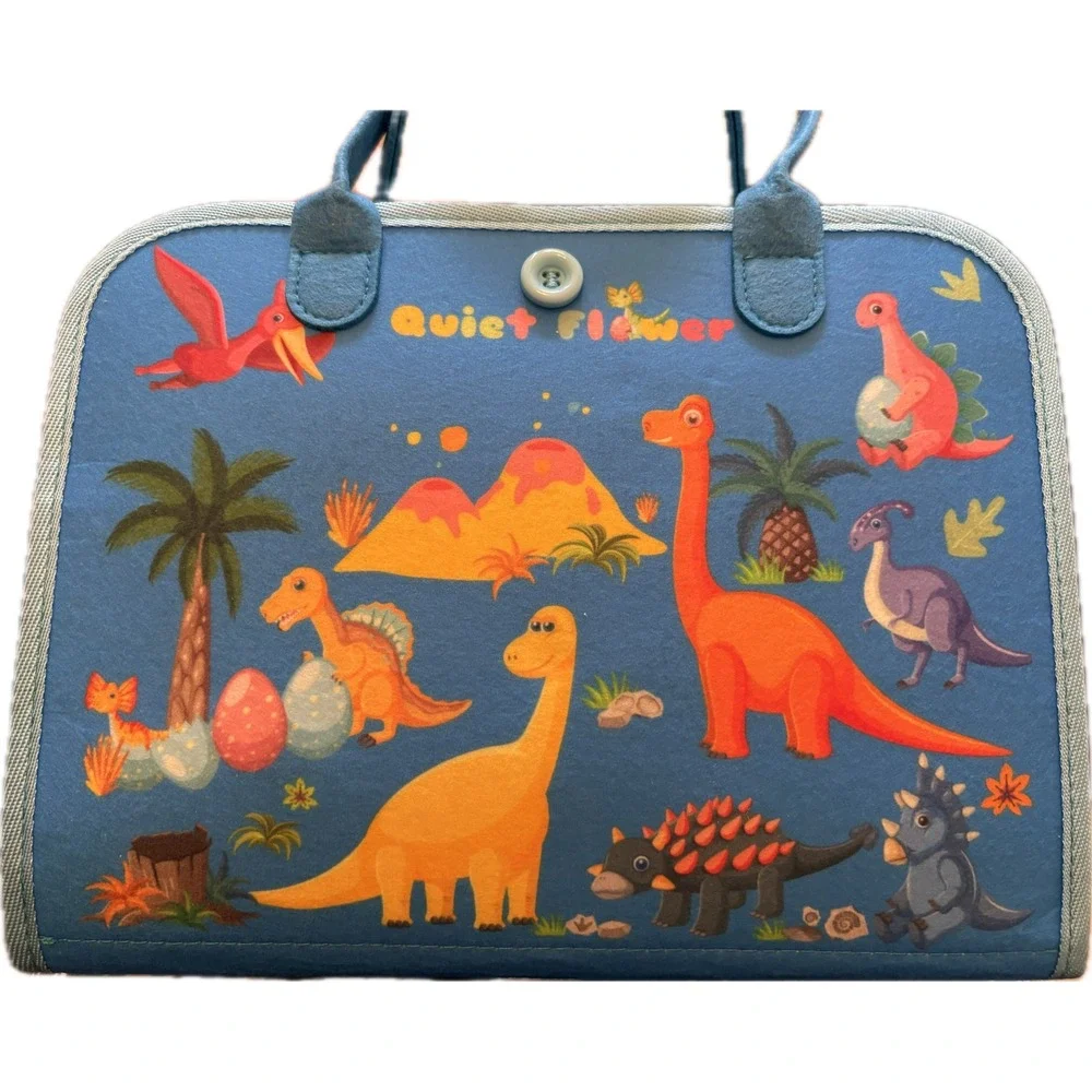 Dinosaur‎ Busy Board Toddler Sensory Activity Felt Travel Toy Blue